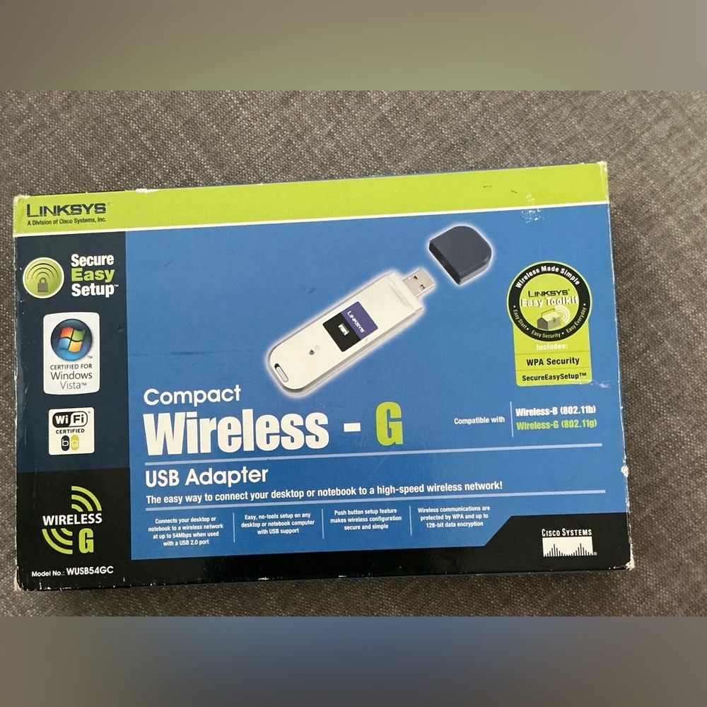 Linksys Compact Wireless-G USB Adapter, model WUSB54GC🌻